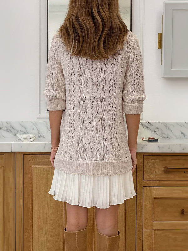 Elegant Knit & Chiffon Panel Dress