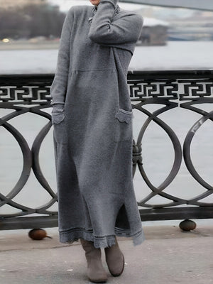 Elegant Lace-Trimmed Winter Dress