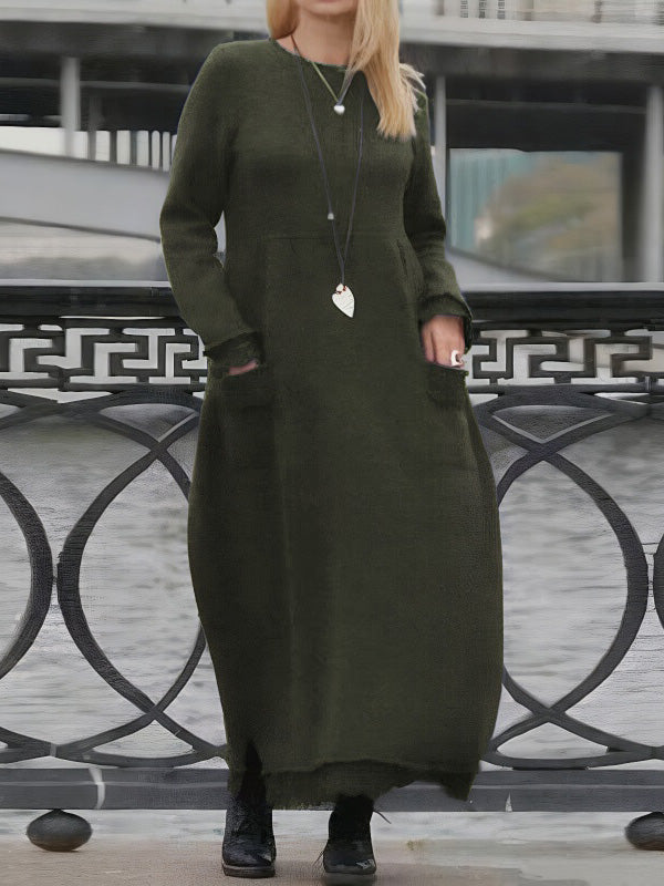 Elegant Lace-Trimmed Winter Dress