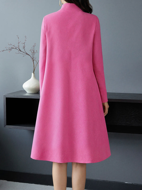 Elegant Long-Sleeve High-Neck Dress