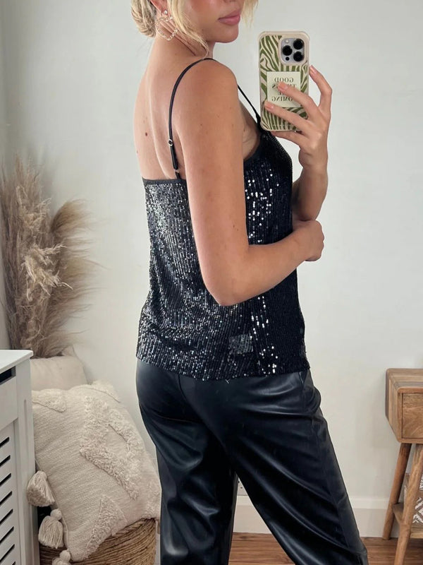 Elegant Sequin V-Neck Top