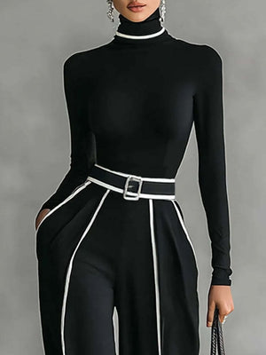 Elegant Stand Collar Two-Piece Set