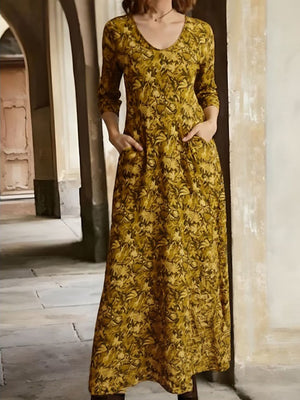 Elegant V-Neck Printed Dress