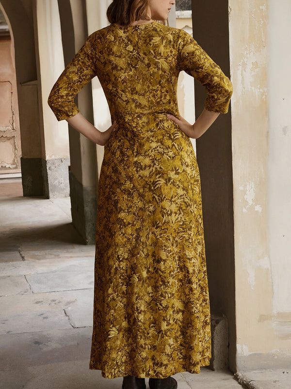 Elegant V-Neck Printed Dress