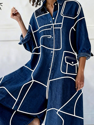 Eye-Catching Blue Line Pattern Jumpsuit