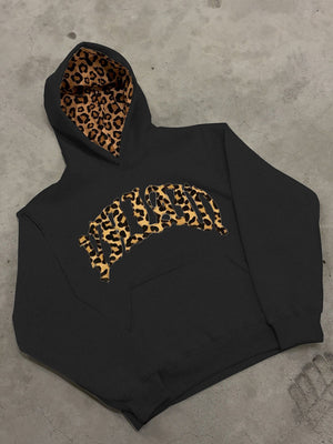 Fashion Leopard Letter Graphic Hoodie