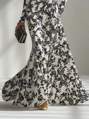 Fashion Print Flowing Long Sleeve Maxi Dress