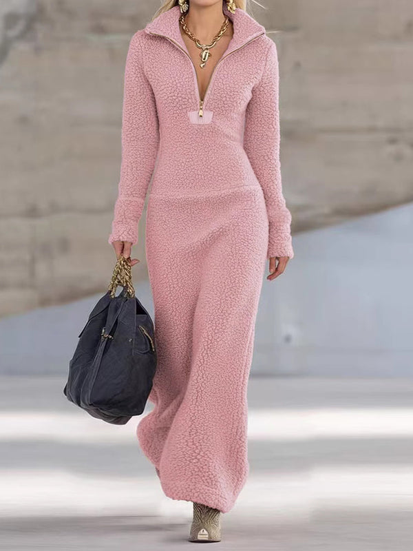 Fleece-Lined Long-Sleeve Dress