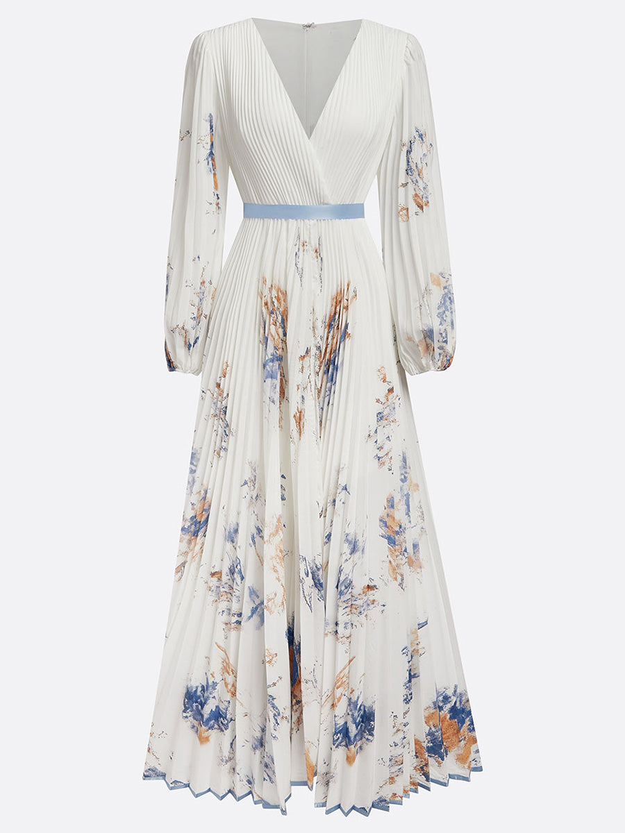 Floral Long-Sleeve Resort Maxi Dress