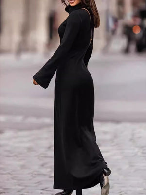 High-Stretch Black Maxi Dress