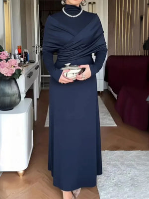 High Neck Long Sleeve Slim-Fit Maxi Dress