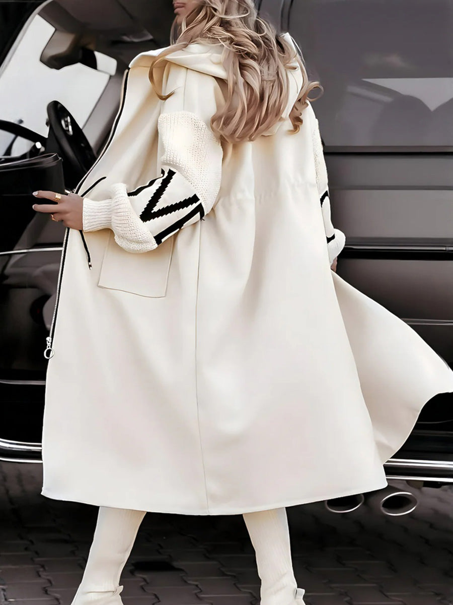 Knit-Sleeve Hooded Jacket