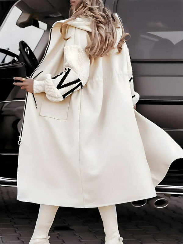 Knit-Sleeve Hooded Jacket