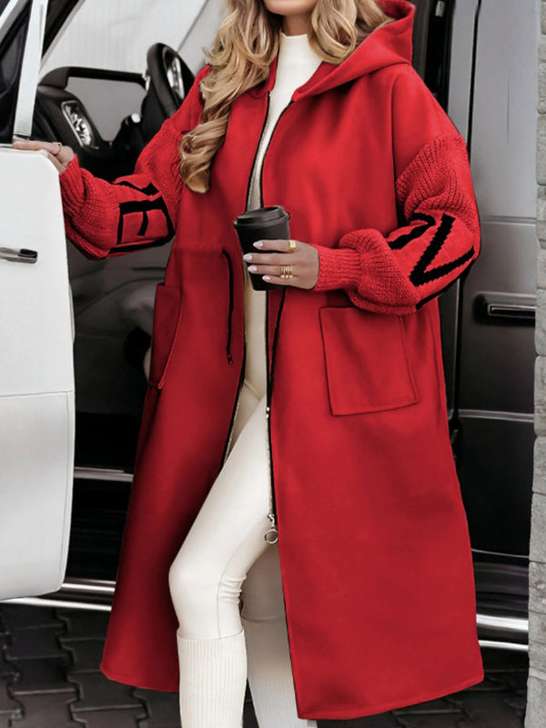 Knit-Sleeve Hooded Jacket