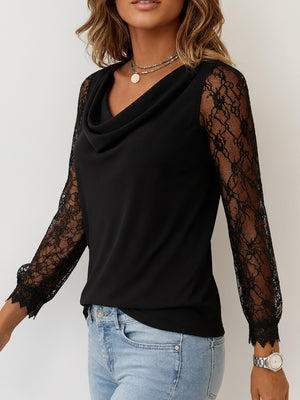 Lace Trim three-quarter Sleeve Elegant Top