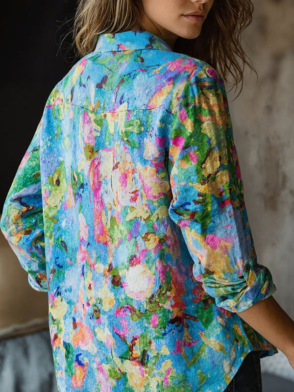 Long-Sleeve Printed Collar Shirt