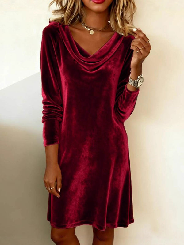 Long-Sleeved Sexy Velvet Dress