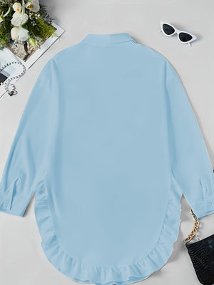 Loose Fit Ruffle Hem Shirt