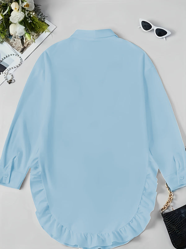 Loose Fit Ruffle Hem Shirt