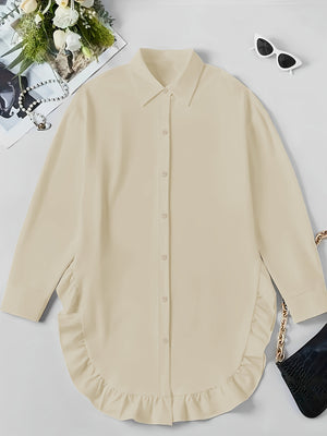 Loose Fit Ruffle Hem Shirt