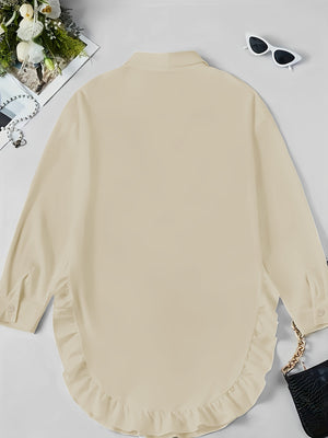 Loose Fit Ruffle Hem Shirt