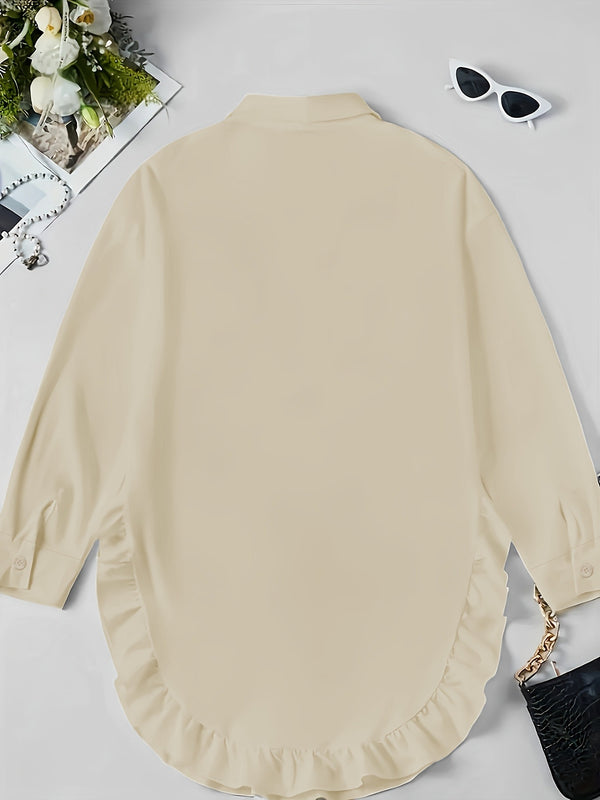 Loose Fit Ruffle Hem Shirt