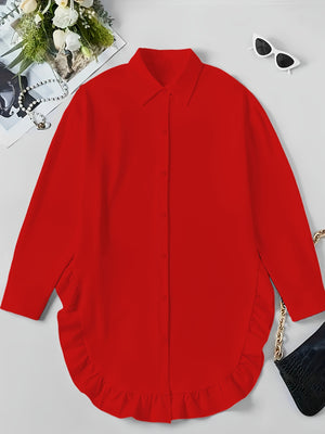 Loose Fit Ruffle Hem Shirt