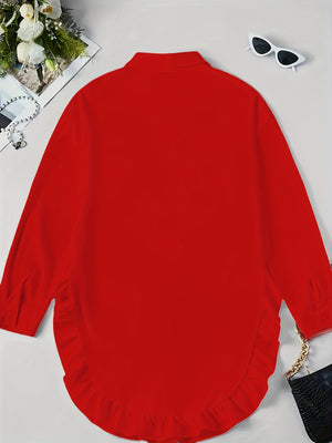 Loose Fit Ruffle Hem Shirt