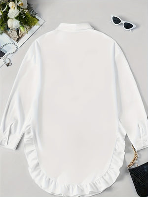 Loose Fit Ruffle Hem Shirt