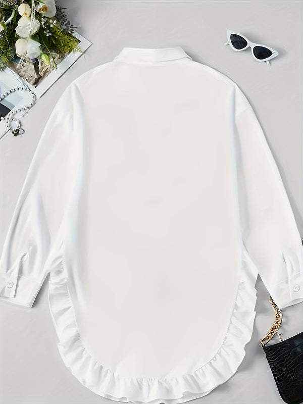 Loose Fit Ruffle Hem Shirt