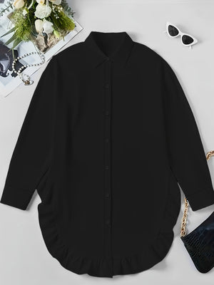 Loose Fit Ruffle Hem Shirt