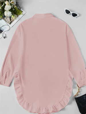 Loose Fit Ruffle Hem Shirt