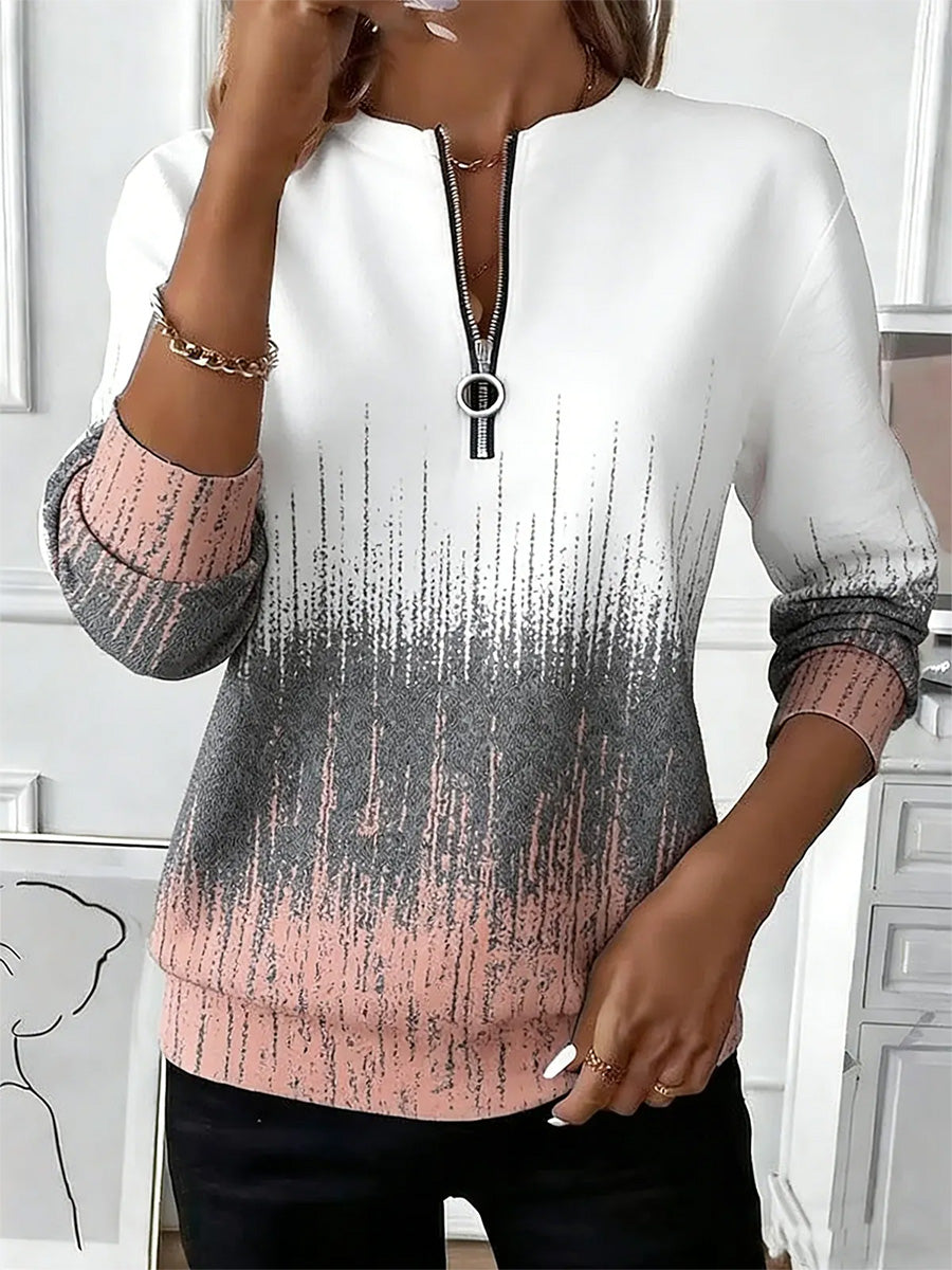 Loose Gradient Pattern Simple Sweatshirt
