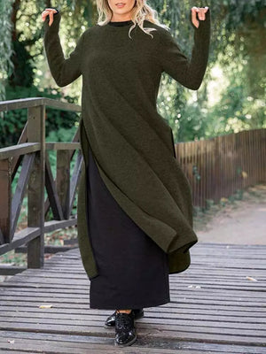 Minimalist Knit-Edge Casual Dress