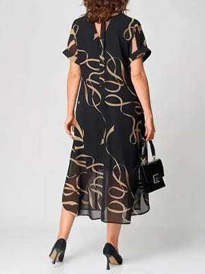 Minimalist V-Neck Black Chiffon Dress