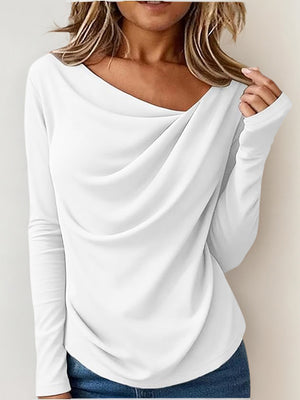 Modern Asymmetrical Hem Long-Sleeve Top