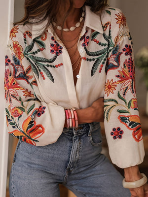 Modern Casual Print Long Sleeve Blouse