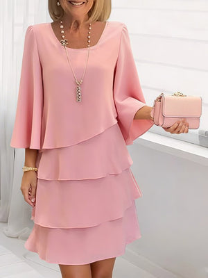 Elegant Tiered 3/4 Sleeve Dress