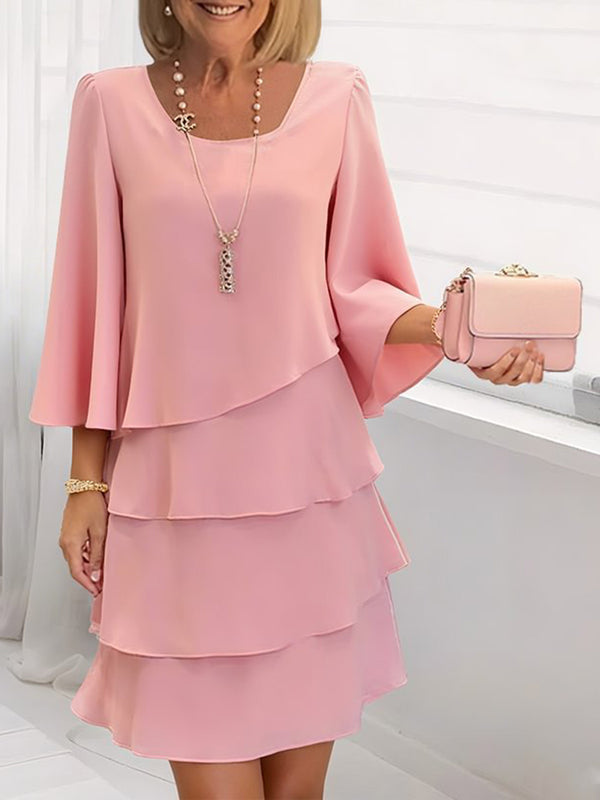 Elegant Tiered 3/4 Sleeve Dress
