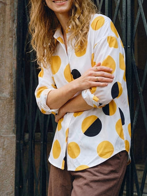 Polka Dot Bell-Sleeve Elegant Top