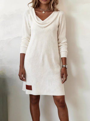 Puff Collar Slim-Fit Long-Sleeve Casual Dress