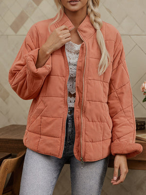 Relaxed Cotton Coat with Modern Stand-Up Collar