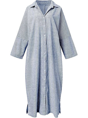 Relaxed Fit Striped Shirt Maxi Dress
