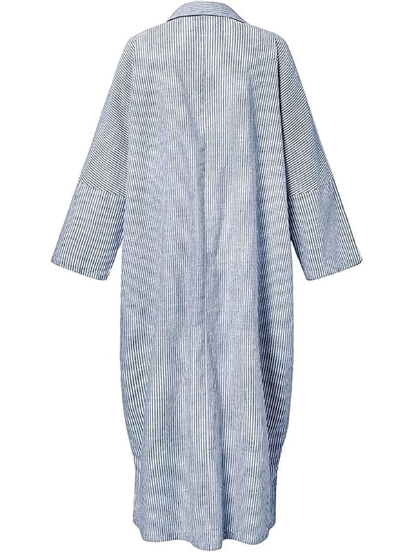 Relaxed Fit Striped Shirt Maxi Dress