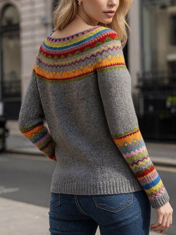 Retro Long Sleeve Knit Sweater