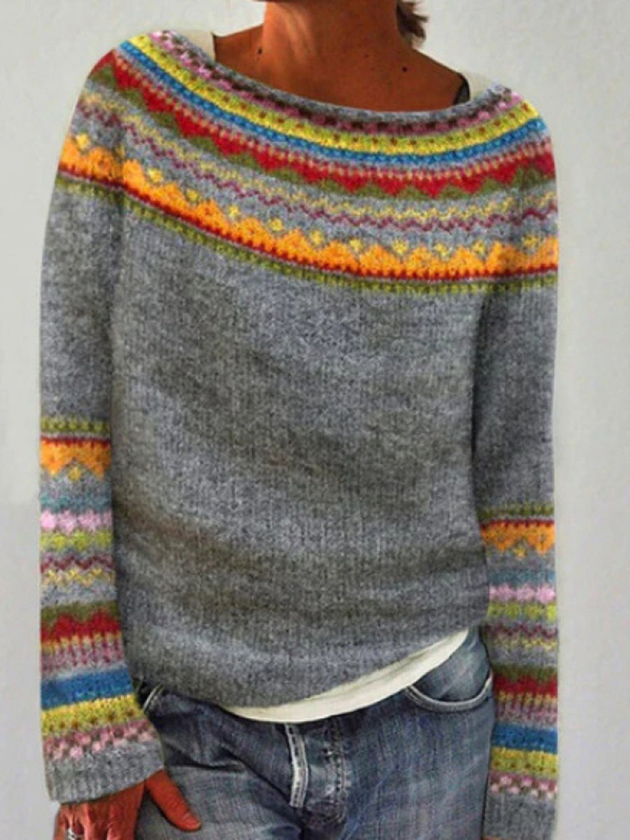 Retro Long Sleeve Knit Sweater