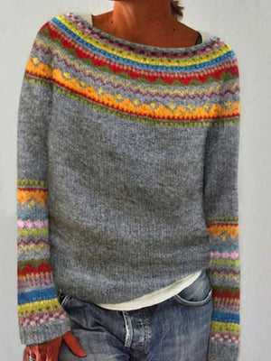 Retro Long Sleeve Knit Sweater