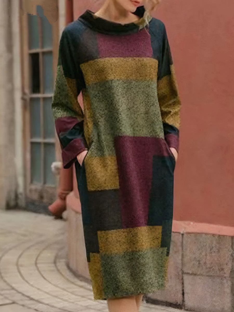 Retro Print Loose-Fit Dress