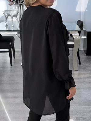 Soft Chiffon V-Neck Sequin Blouse