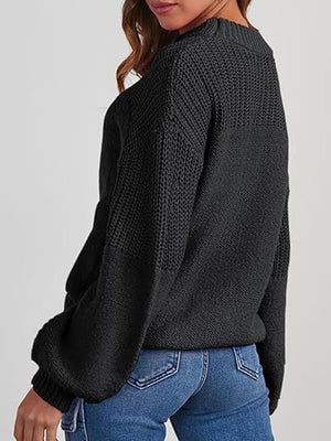 Soft Knit Casual Bell-Sleeve Long-Sleeve Sweater